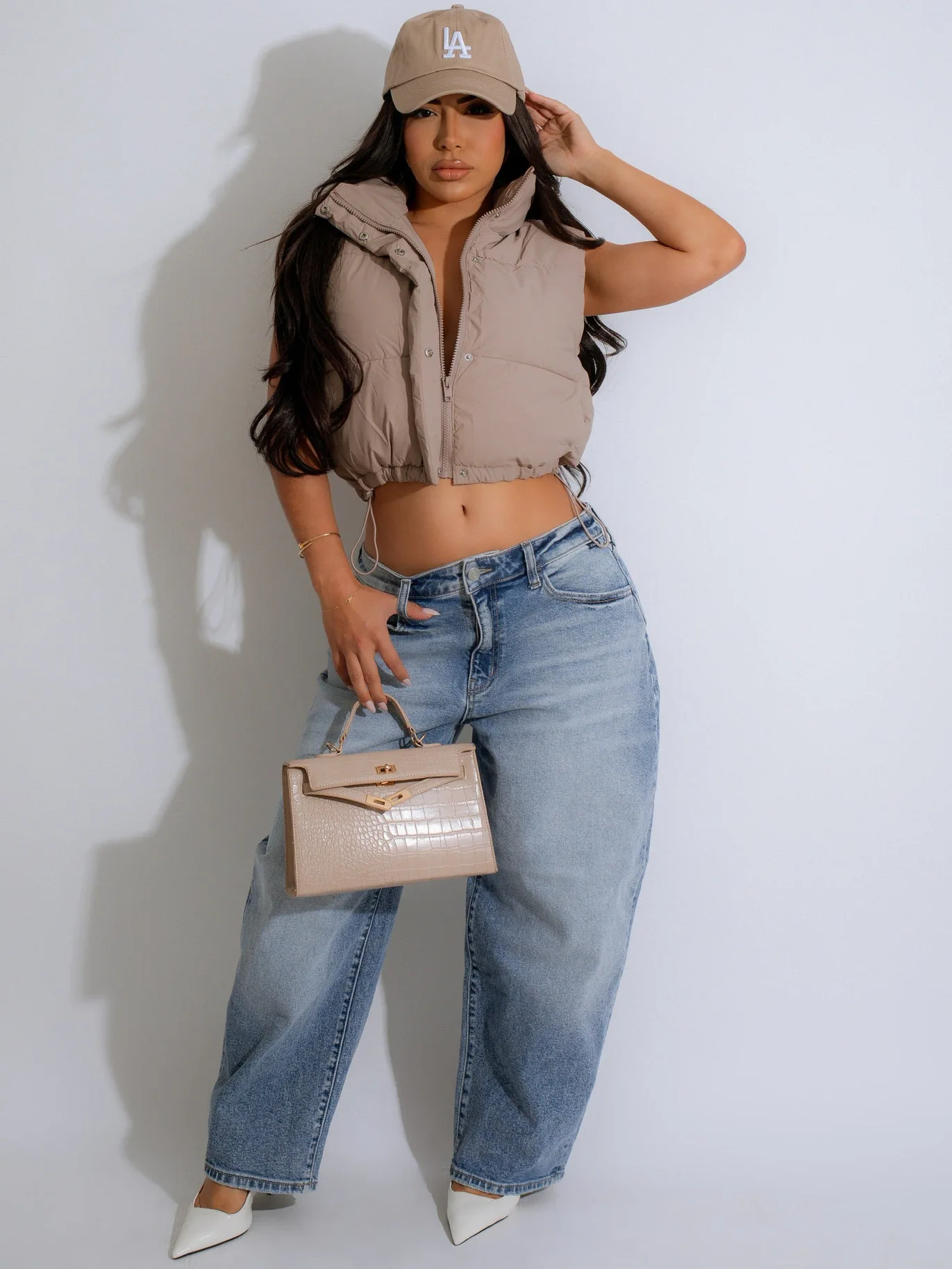 2024 Autumn new fashionable solid color stand up collar sleeveless zipper vest cotton jacket