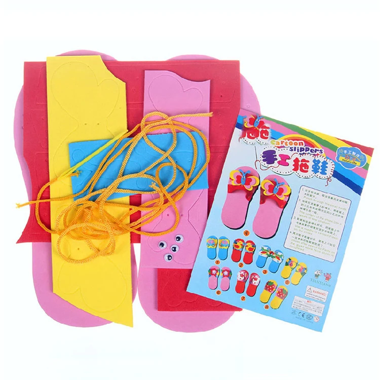 NEW Kid Toy EVA foam diy handmade felt slippers diy kit Sewing Slippers for Kindergarten and primary school Educational children