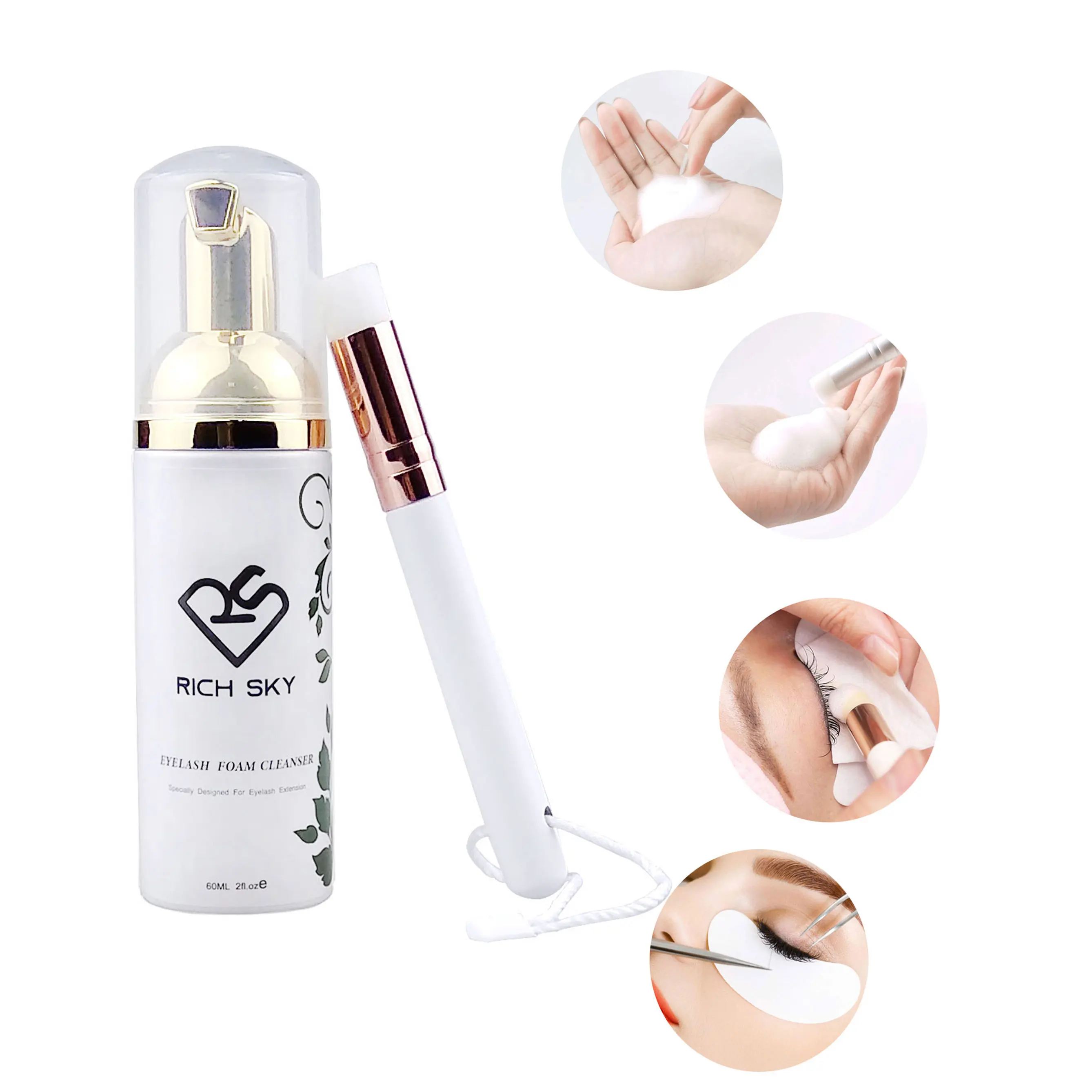 
Qingdao Rich sky Private Label Lash Extension Foam Wash Cleaner Eyelash Shampoo 