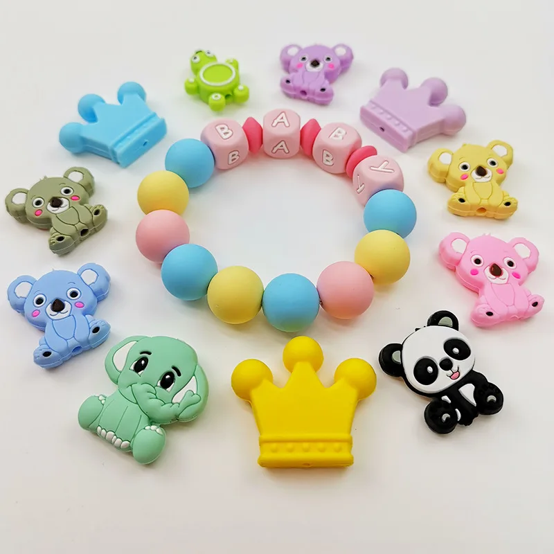DIY Silicone Baby Teether Crown Chewable Toys Focal Beads Pacifier Clips Girls Cute Teething Toys Gifts Baby Teether Pendant