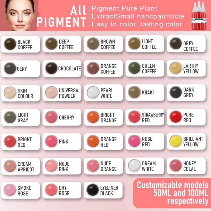 Wholesale Nude color 50ml PMU Lip Tint Tattoo Ink Perma Blend Pigment Pigmentos Permanent Makeup Pigments For Micropigmentation