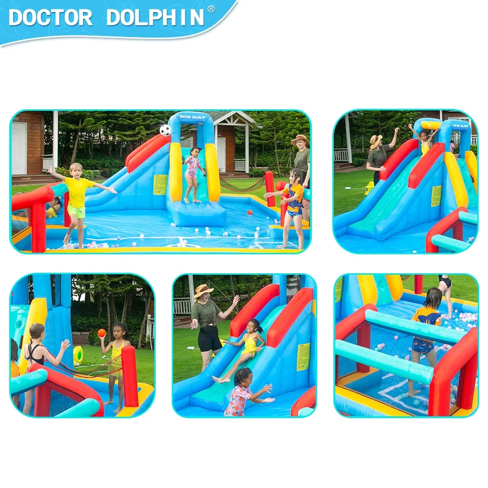Doctor Dolphin Entertainment Children Water Spray Slide Inflatable Jumping Castle Bouncer Trampoline Bounce House Combination