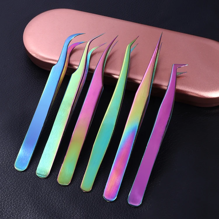 Professional Eye Lash Extension Tweezer Set with case