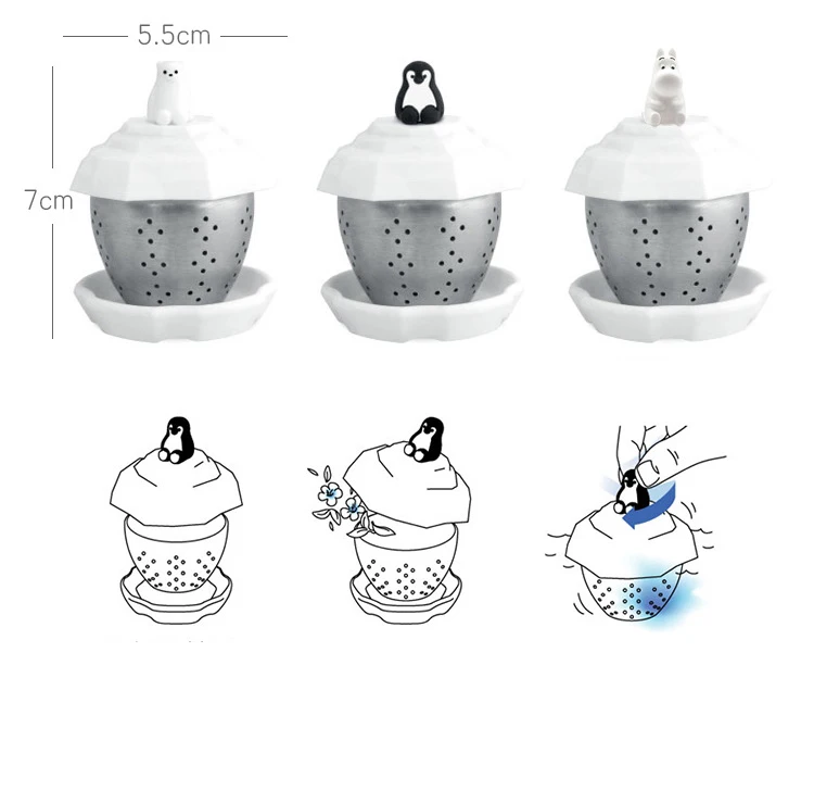 Silicone Tea Strainer Cartoon Penguin bear moomin  Cute floating  Tea Infuser Filter