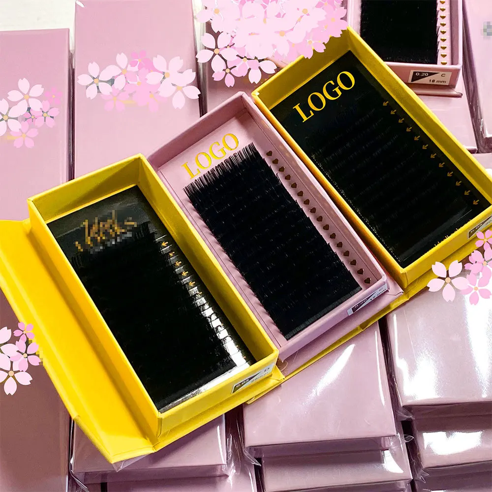 Korean Pbt 25mm Custom Private Label Mink Individual Lashes Las Supplies Lash Trays Volume Classic Cashmere Eyelash Extension