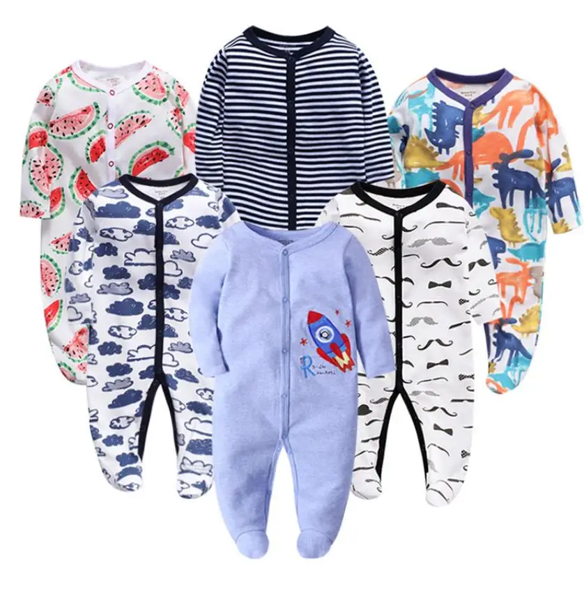 100% cotton one-piece long-sleeved foot-wrapped baby jumpsuit romper, baby and child wear