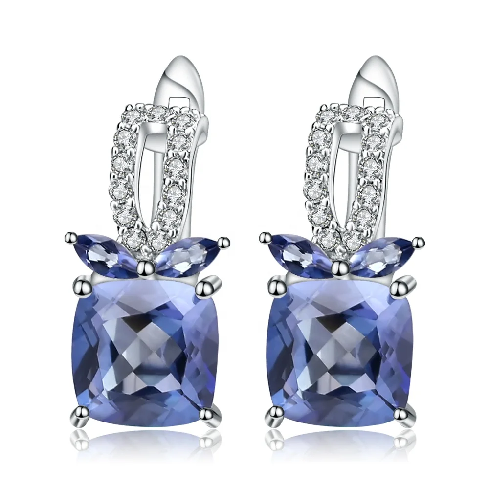 C1266 Abiding fashion 925 sterling silver jewellery Iolite blue mystic quartz boho piercing earrings for women