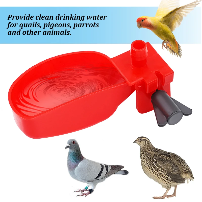 Red and Yellow Plastic Quail Nipple Drinker Quail Chicken Pigeons Automatic Drinker Cup Water Bowl For Livestock
