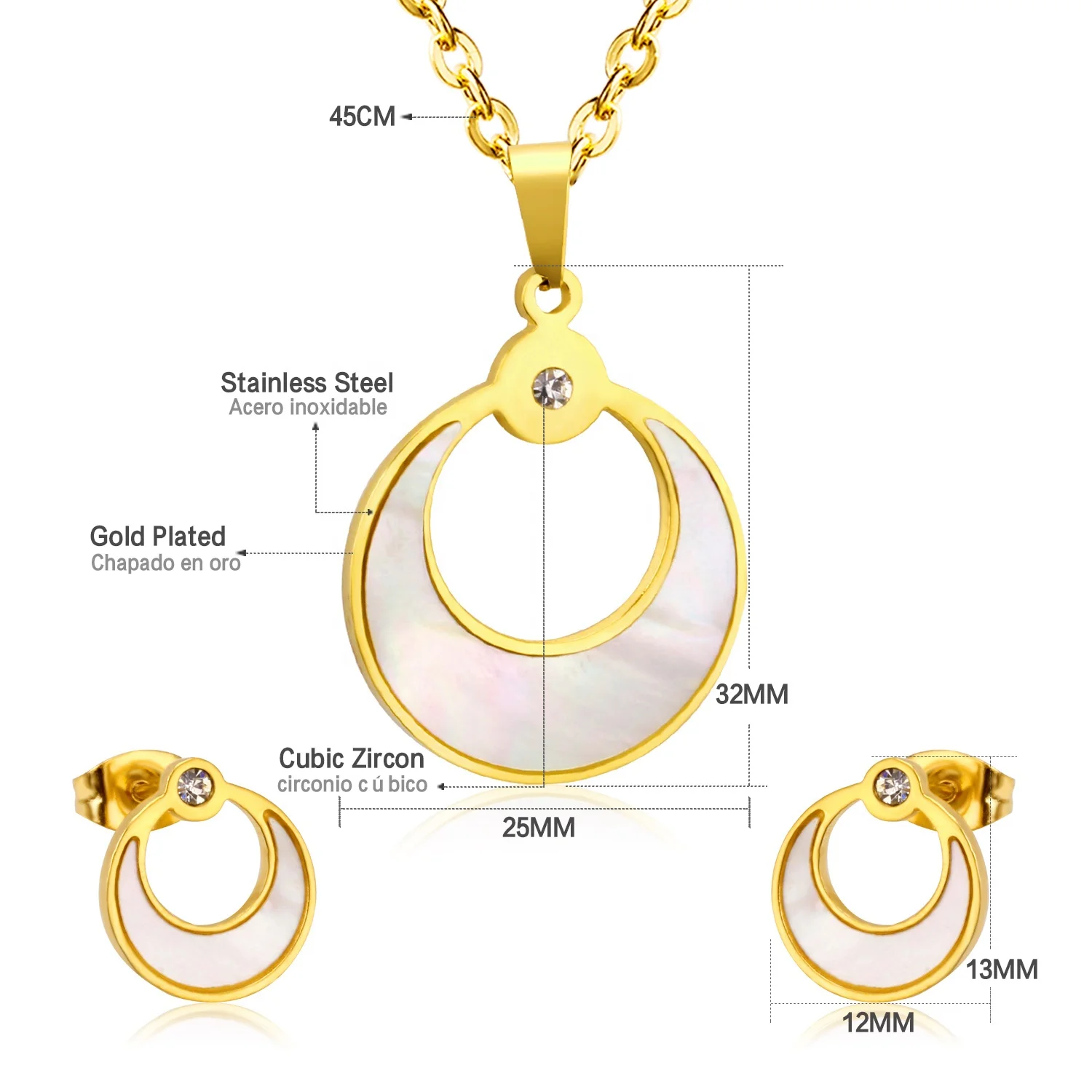 Fashion Children Jewelry Set Silver/Gold Cartoon Earrings and Necklace Jewelry Set for Kids