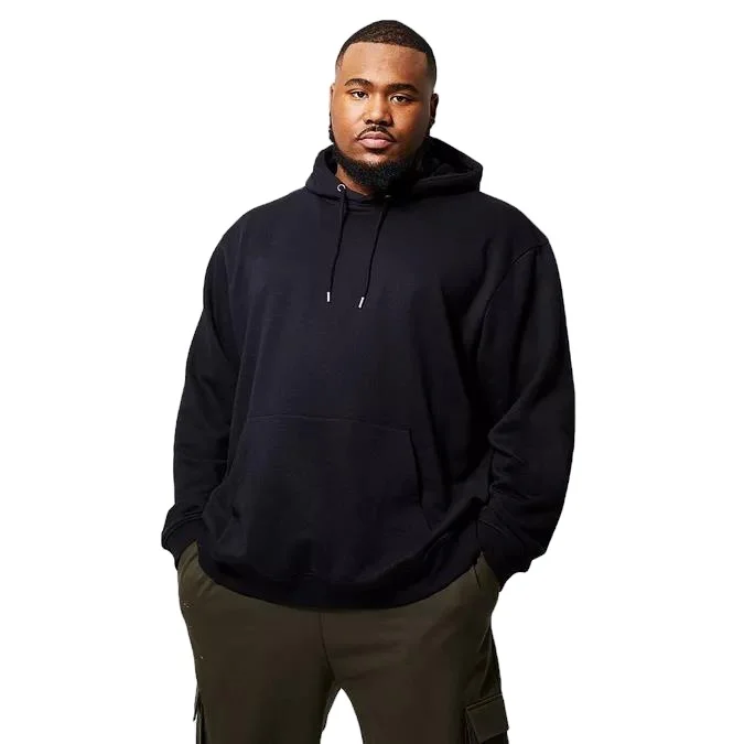 Custom Logo Black  Long Sleeve Shirts Drawstring Pocket Men oversize Basic Hoodie