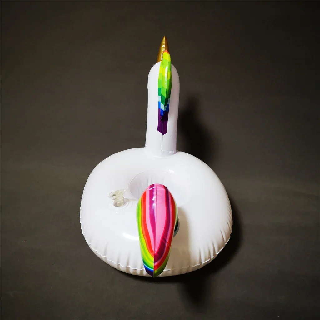 PVC Inflatable floating unicorn beer can drink holder
