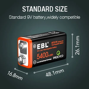 EBL Rechargeable Battery 600Mah Usb 9v Battery Rechargeable Led Light Rechargeable Batteries Usb