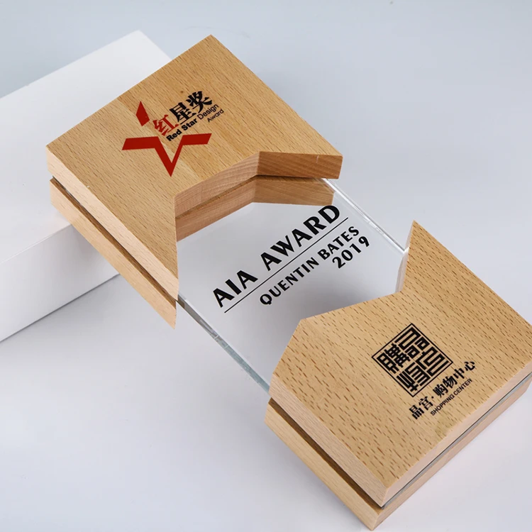 
Custom engraved trophy Crystal wooden Award Plaque 