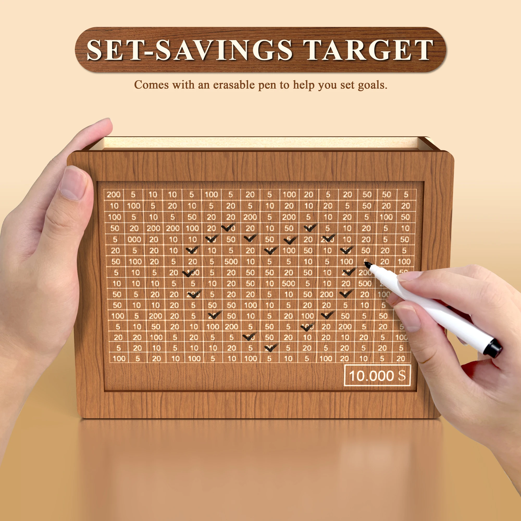 High quality Reusable Wooden Digital Money Saving Box for Kids and Adults