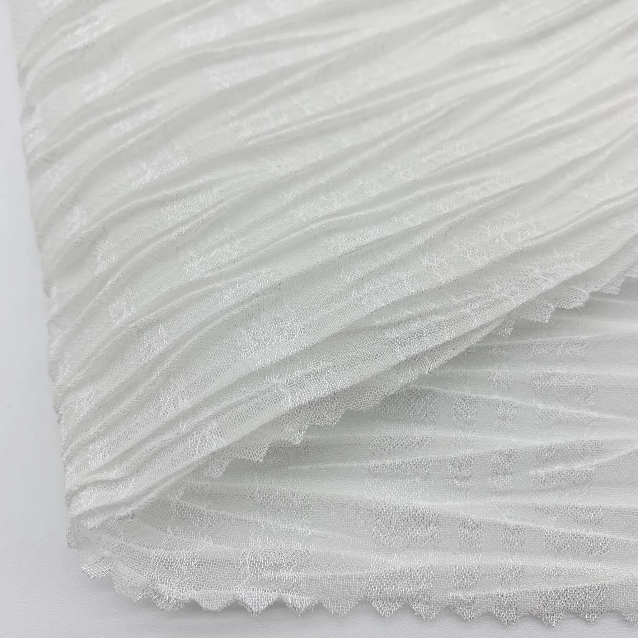 latest design crisp feeling high twisted pleated Seersucker stripe chiffon fabric for shirt