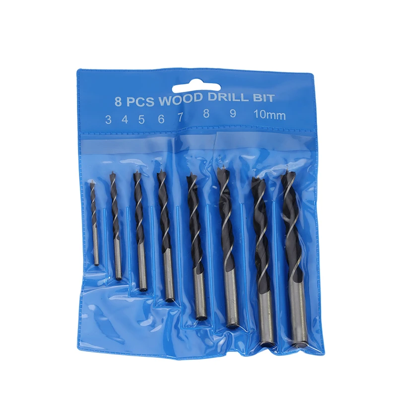 
HSS Fully Ground Twin Land Flutes Tin-Coated Wood Brad Point Drill Bit For Wood Drilling 