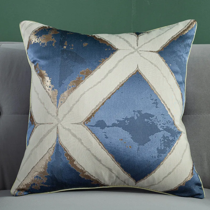 Cygnus Nordic dark green series geometric jacquard satin home luxury style decorative sofa seat cushion cover