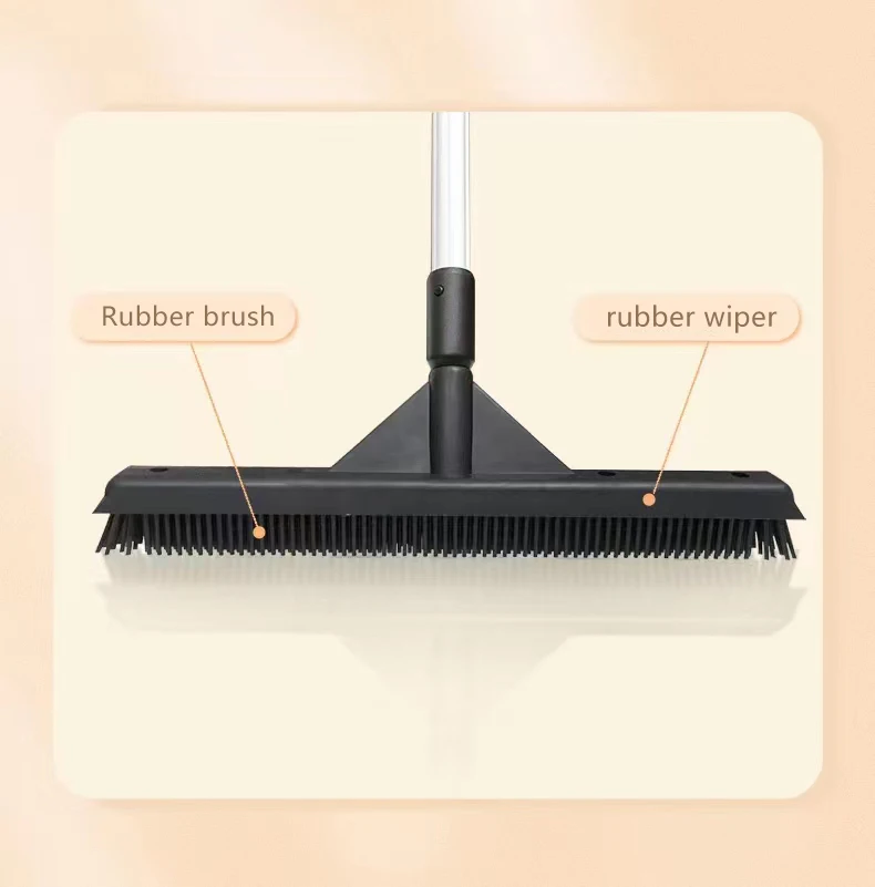 Multi-Use Pet Hair Carpet Kitchen Garden Window Cleaning Magic Clean Sweeper Squeegee Scratch Bristle Long Rubber Broom