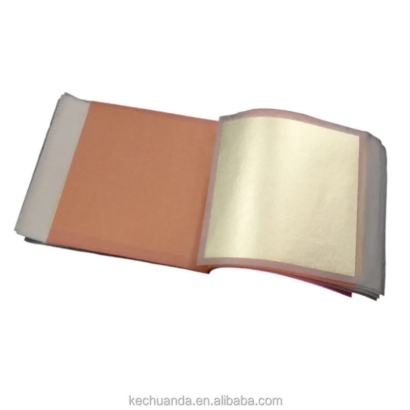 Factory Price  8 X 8 cm 12 K 50% Pure Gold Leaf Transfer booklet White Gold Leaf Foil Sheets Craft Gilding Decorative Paper