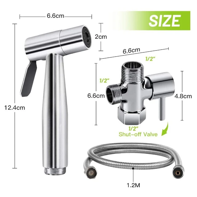 
Handheld Shattaf Stainless Steel Portable Bidet Sprayer For Toilet 