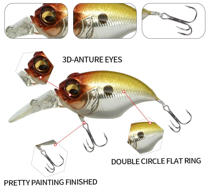 Factory Wholesale 42mm 6g Crank Lure Floating Lure Crankbait fishing artificial bait swim bait bass fishing baits for sale