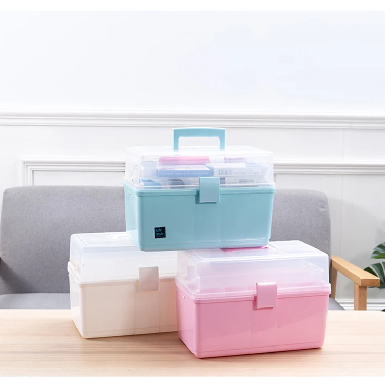 Оптовая продажа пластиковая аптечка портативный многоцелевой медицинский ящик 3 слоя портативная аптечка ящик для хранения