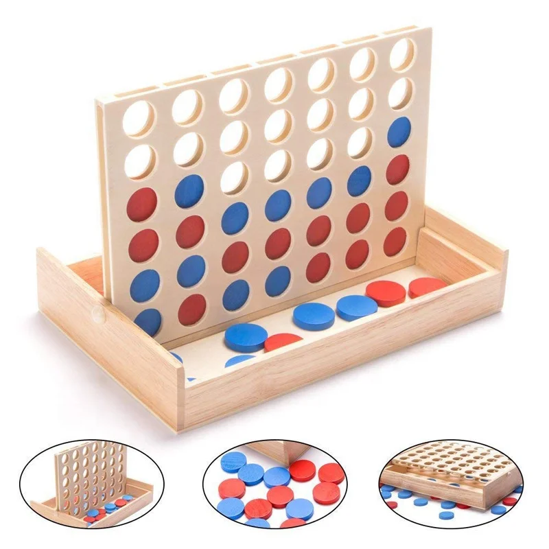 educational connect four game wood Line Up 4 Classic Family Toy Board Game Kids wooden toys four in a row game for kid