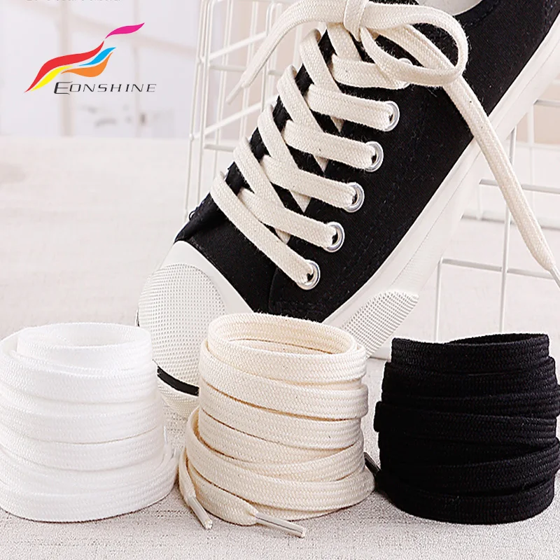 Durable 8mm Wide 120cm Long Flat Hollow Pure Cotton Material Shoelaces for Running Shoes