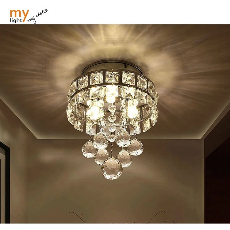Modern Crystal Ceiling Led Lights Chrome With G4 Bulb Ceiling Light Crystal