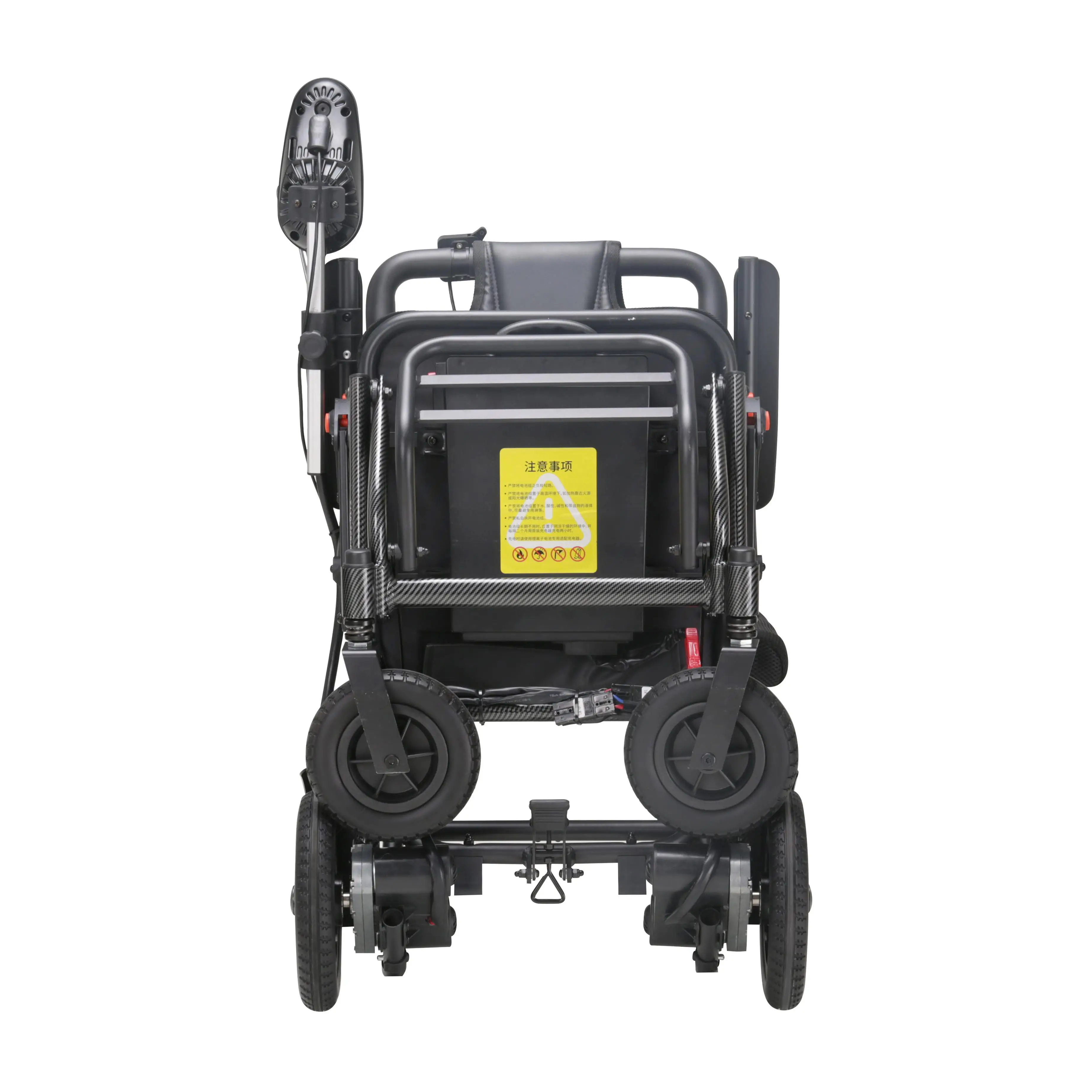 16kg Foldable Portable Aluminum 100kg capacity Wheelchair with Carbon Fiber Hydrographic Pattern and Selectable Battery Packs