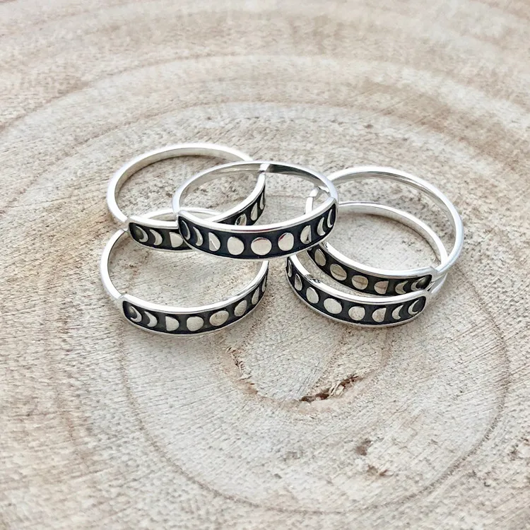 vintage silver jewelry 925 sterling silver moon phase ring for women