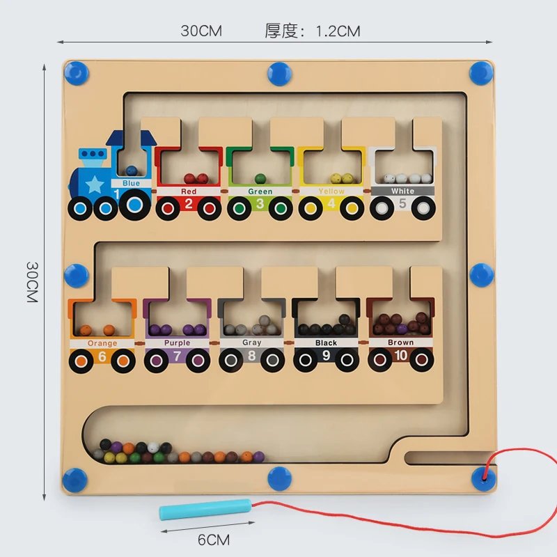 Wooden magnetic color classification counting board walking wooden pen maze mathematical enlightenment cognitive puzzle toy