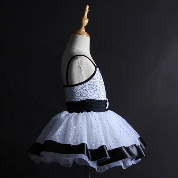 Kids Ballroom Clothing white Sequined Modern Dance Tutu Dress Girls Jazz Dance Dresses Children Stage Wear Princess Dress