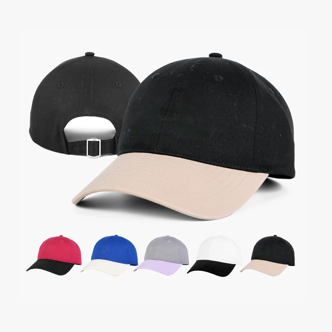 High quality 100% cotton two tone color fashion dad hat wholesale blank 6 panel baseball cap