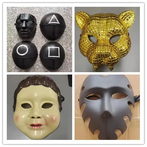 Reality Survival TV 2021 Cosplay Accessories Halloween Masquerade Props Triangle Square Round Squid Game Masked Man Masks