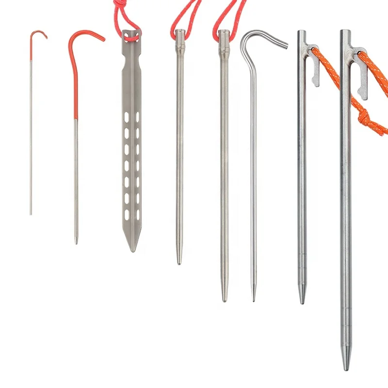 Outdoor Hammock Camping Guyline Awning Canopy Flysheet Titanium Alloy Tent Pegs With Hooks Garden Stakes Ground Nail