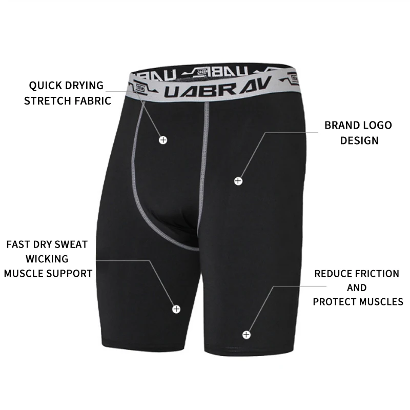 
High Elastic Leggings Fitness Shorts Mens Quick Dry Spandex Running Custom Compression Shorts 