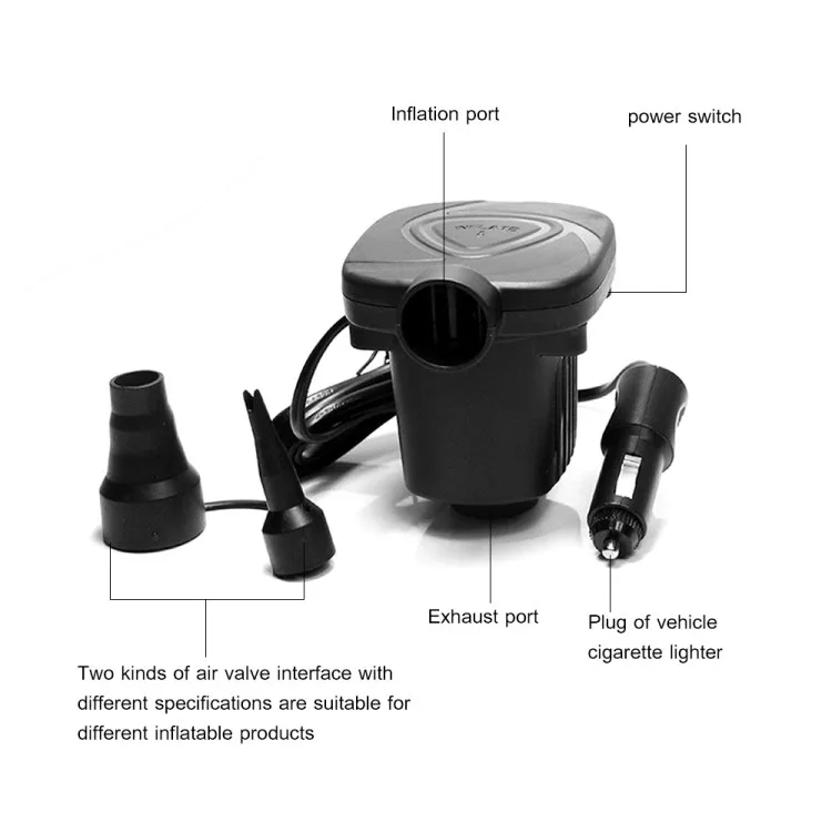 DC 12V Portable Electric Air Pump Air Mattress Boat Car Auto Air Inflatable Pump for Car Camping 50W