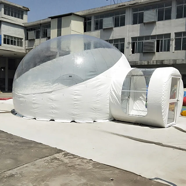 Outdoor Camping Clear dome Inflatable Crystal Bubble Tent / Inflatable Bubble Dome Tent With Tunnel customized