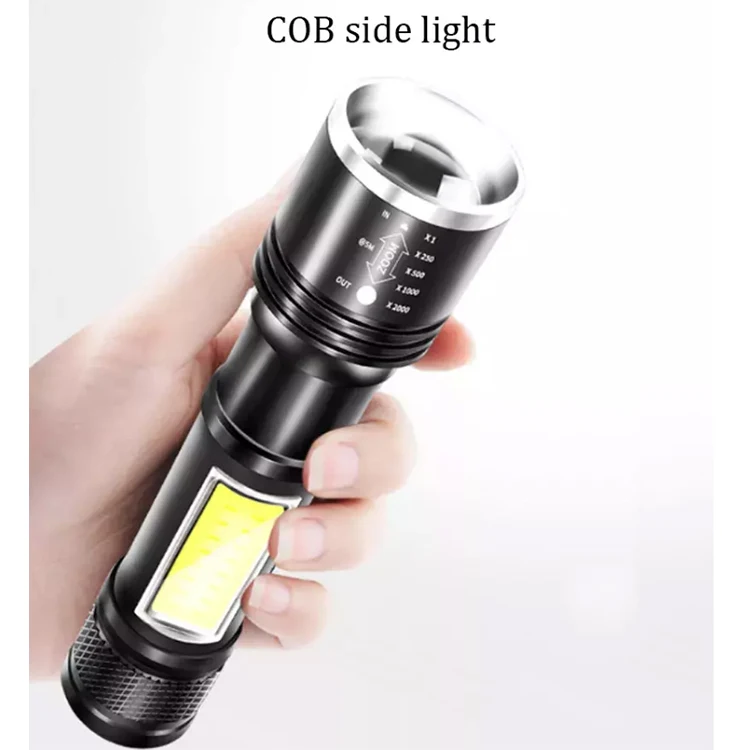 New Design Multipurpose Aluminum lithium Battery  T6 LED Strong Light Torch Light With Telescopic Zoom