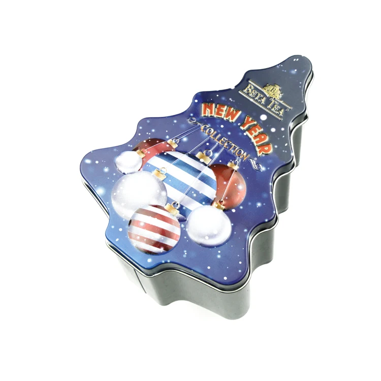 Custom Metal Tin Cans Tree Shape Christmas Tin Box For Gift Packing