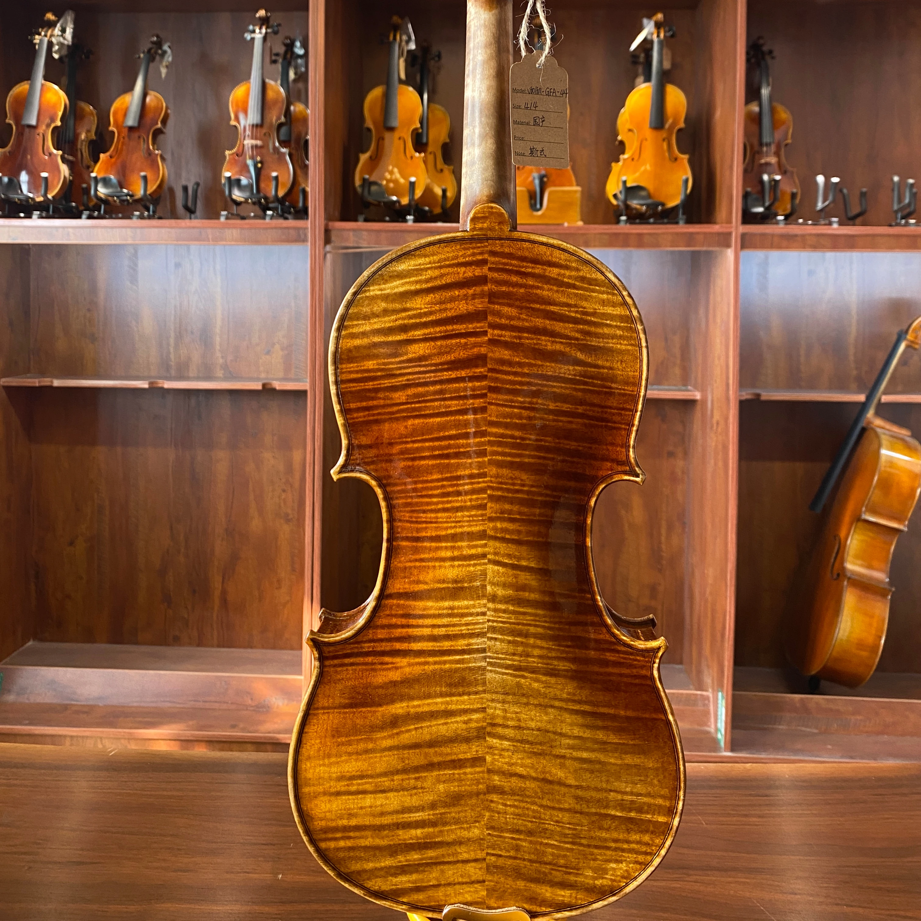 Best Factory Manufacturer Wholesale Price Good Quality 4 4 Violin Guangzhou Case Black Top Accessories Bow OEM Wood  Face