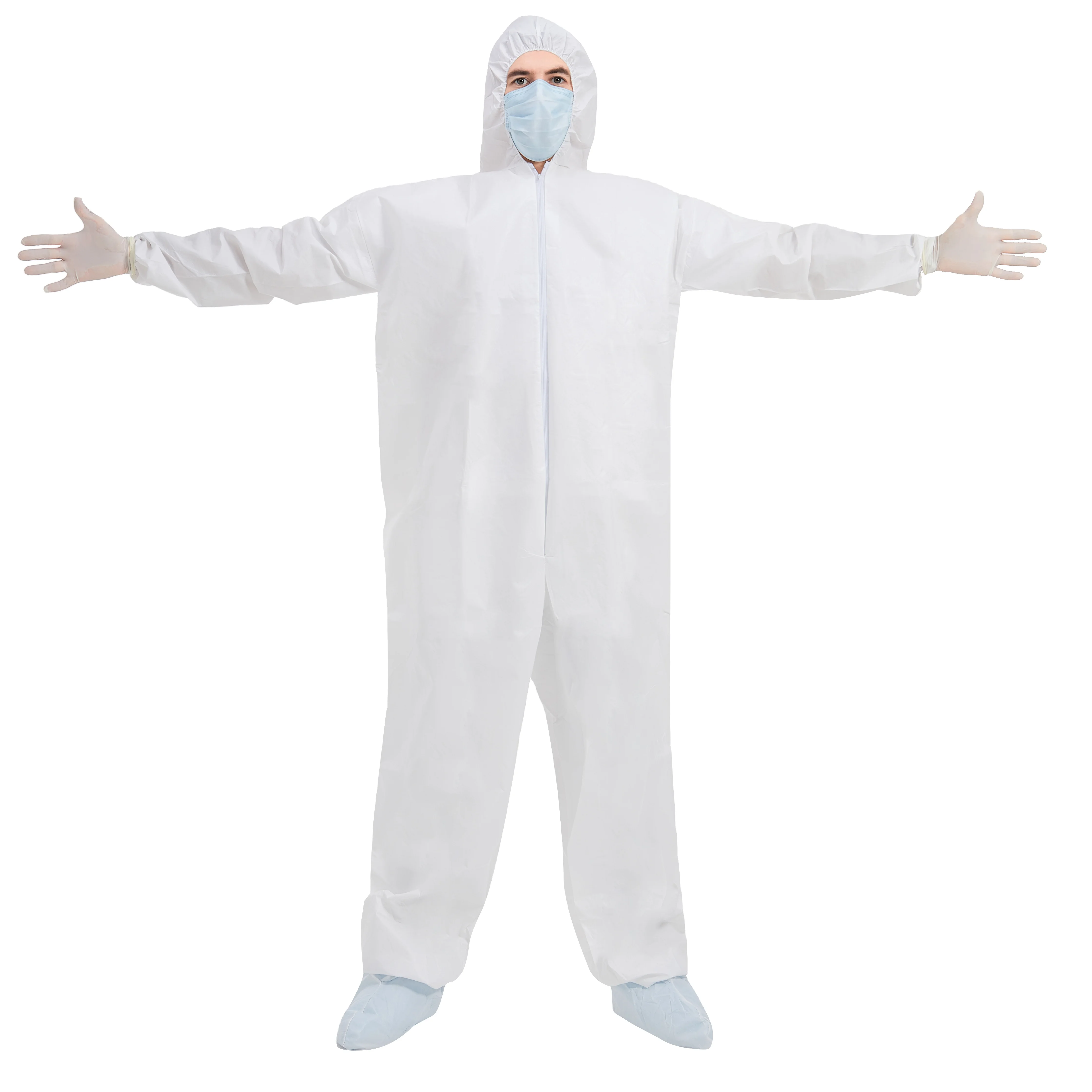 In Stock Waterproof plastic overalls Men Microporous Workshop Coverall Disposable Nonwoven Protection Coverall