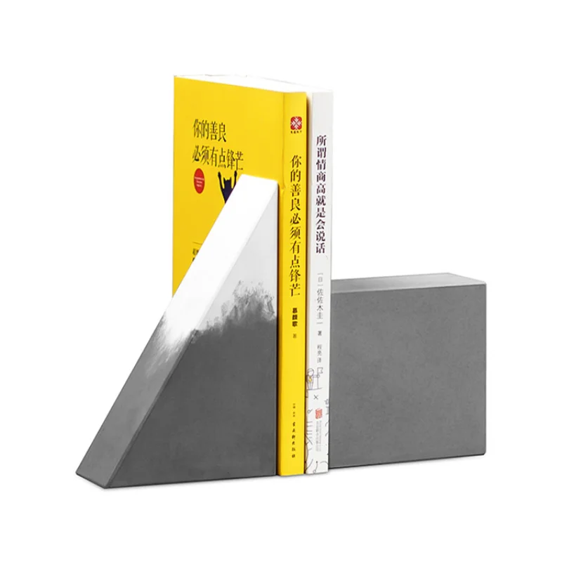 Welcome OEM/ODM customized size colour desk accessories real gray concrete cement bookend