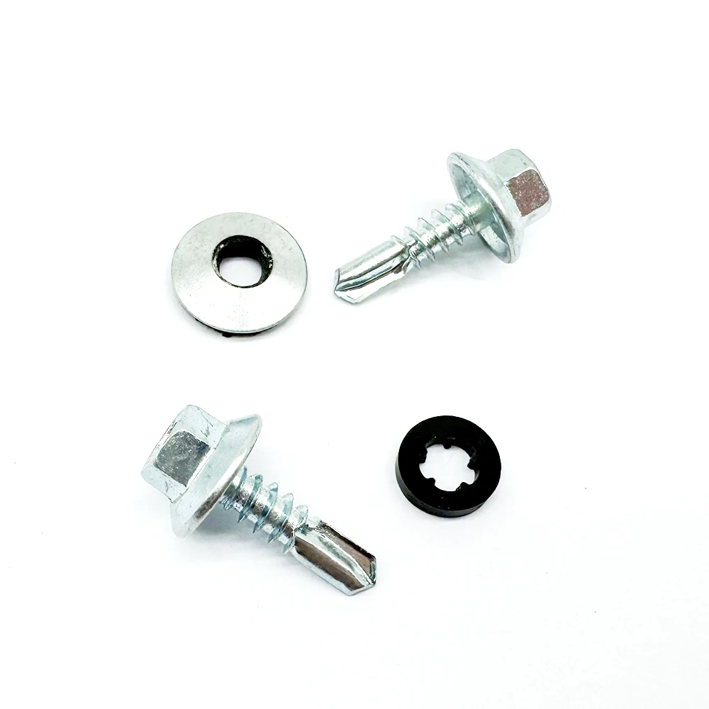 Carbon Steel Galvanized Tek Screws Hex Flange Head Self Drilling Screw with Washers