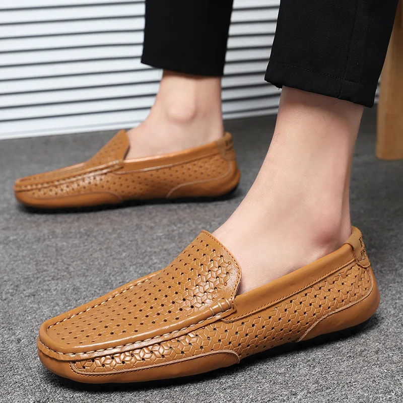 Factory Wholesale fashion Professional Blue Black classic luxury top quality italian pure leather mens driving shoes