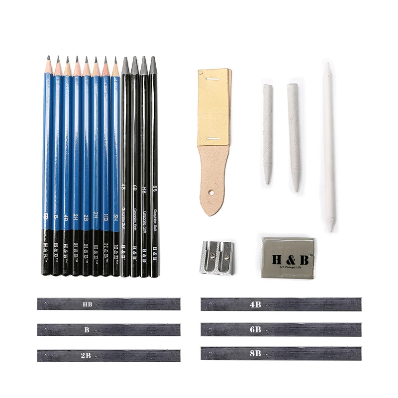 24pcs kids art drawing set sketching pencils kit