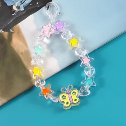 Unisex Acrylic Material Wrist Keychain Chain Wholesale Cartoon Star Acrylic Keychain For Girl