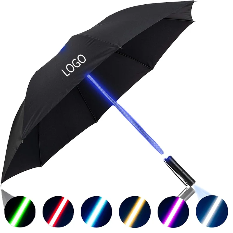  Пользовательские логотипы печатают 7 цветов flahing Lighting cool blade runner light saber style светодиодный длинный зонтик для