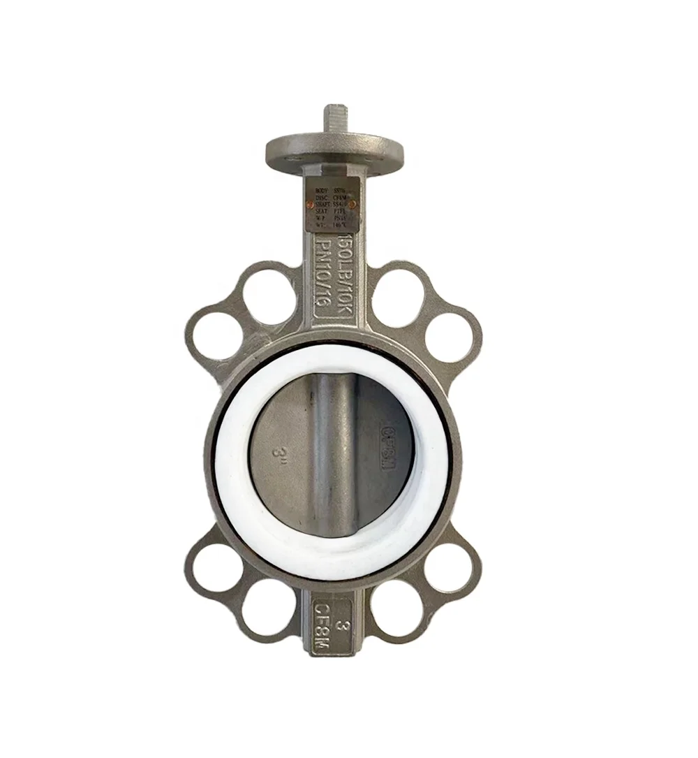 Best Selling Wafer Type PTFE Lined Cast Iron Manual Operated With PTFE Seated Industry Butterfly Valve Supplier